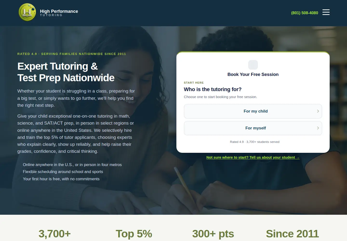 Screenshot of highperformancetutoring.com