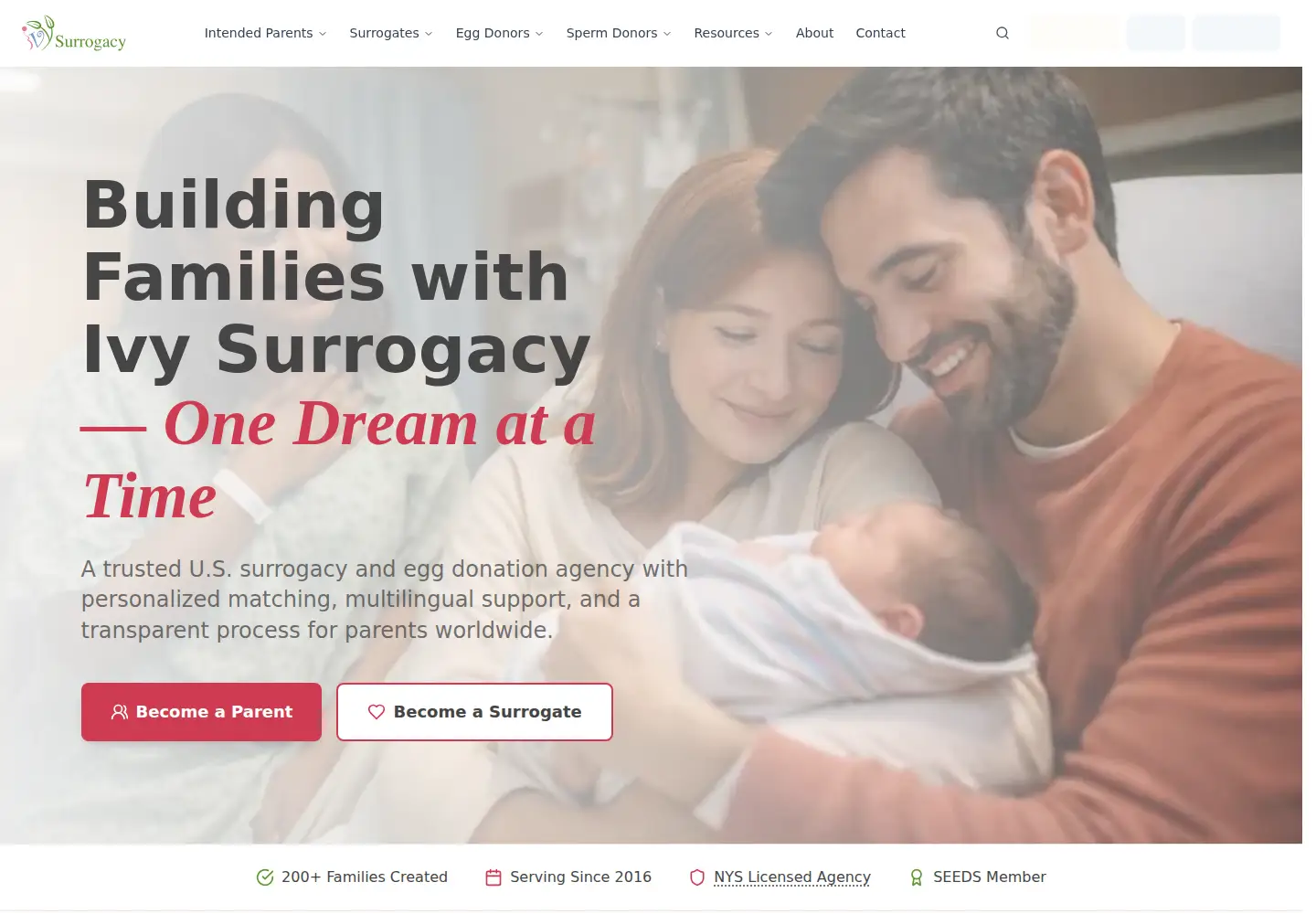 Captured homepage of ivysurrogacy.com in the current scan