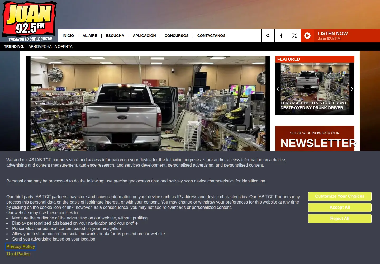 Screenshot of juan925fm.com