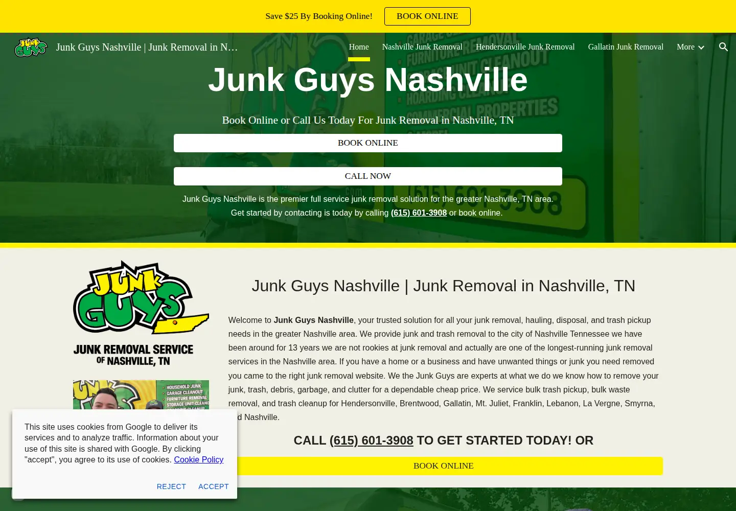 Captured homepage of junkguysnashville.com in the current scan