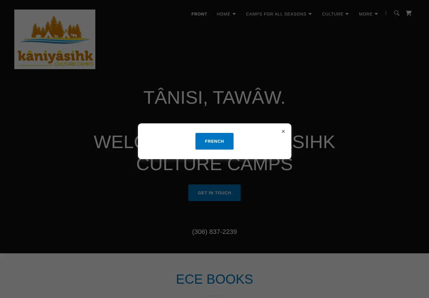 Captured homepage of kaniyasihkculturecamps.com in the current scan