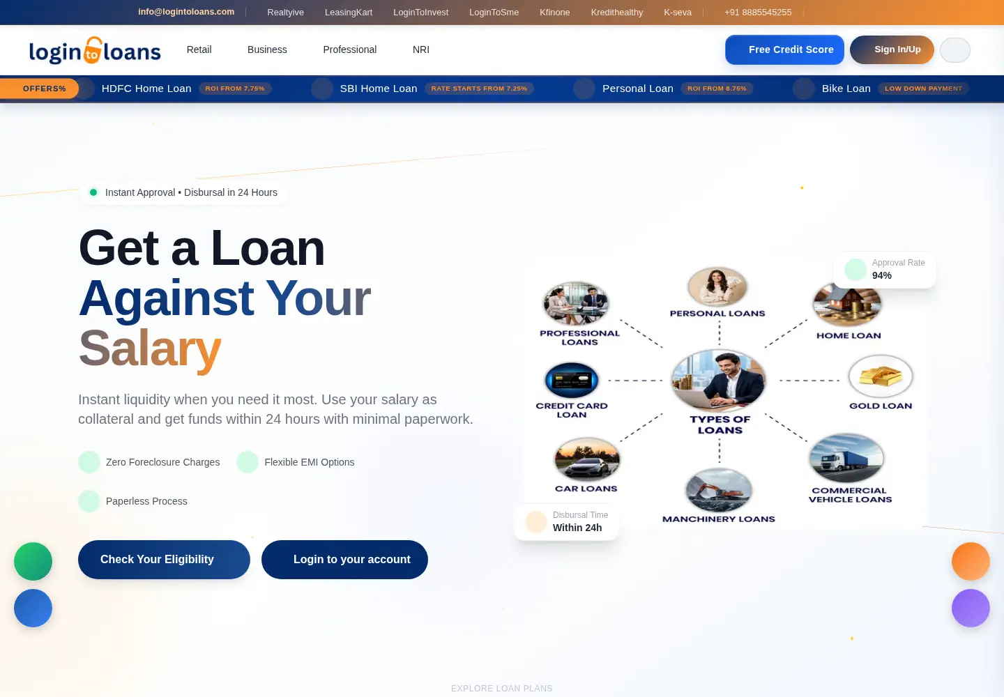 Captured homepage of logintoloans.com in the current scan