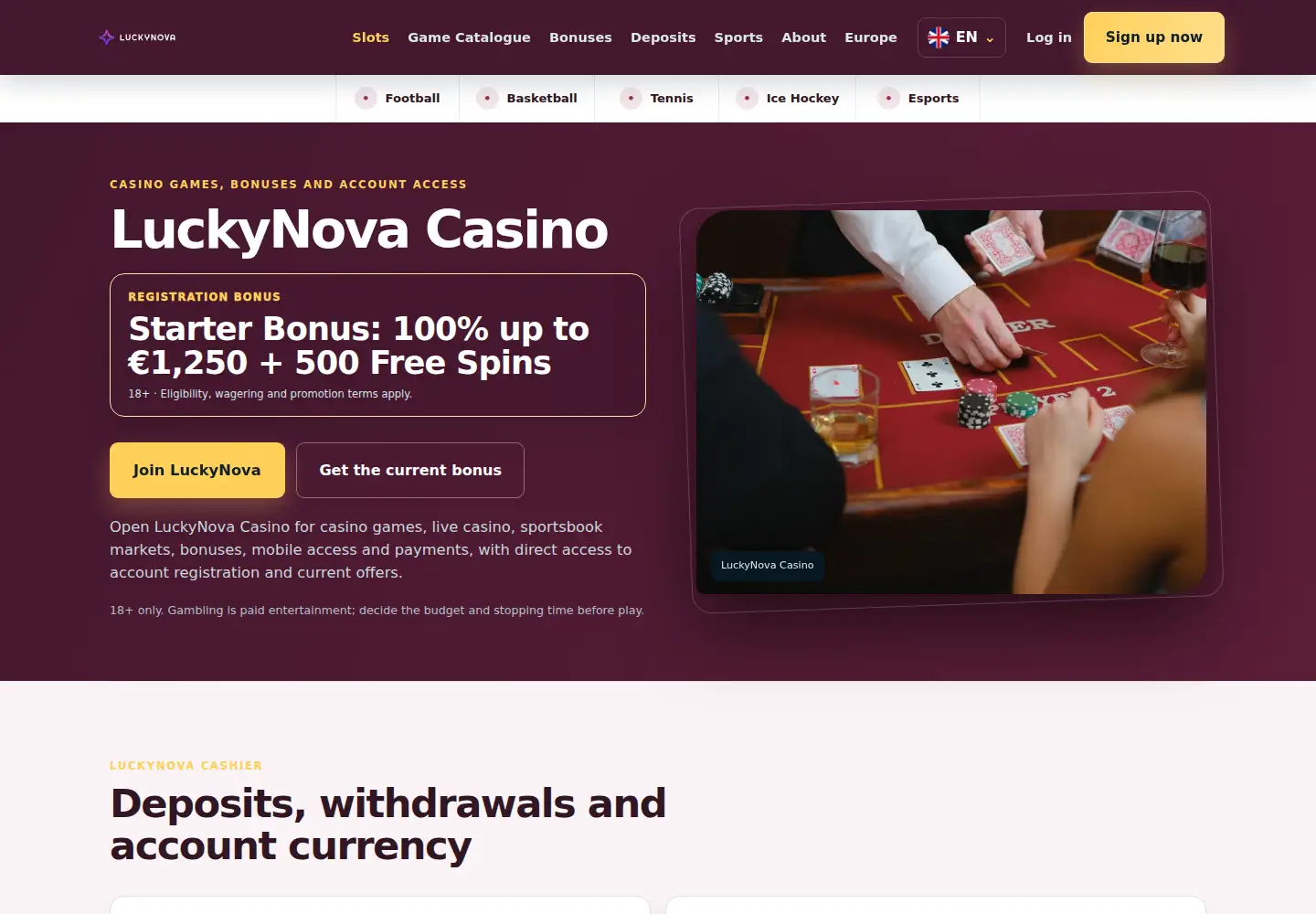 Screenshot of luckynova.eu