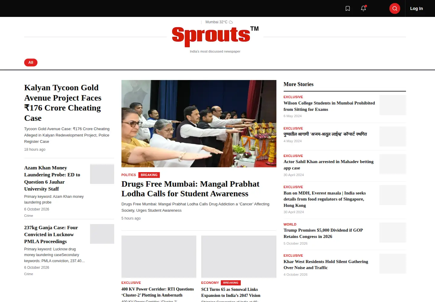Screenshot of sproutsnews.com