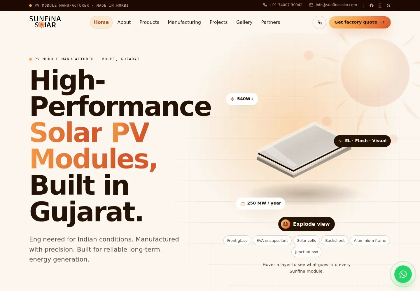 Captured homepage of sunfinasolar.com in the current scan
