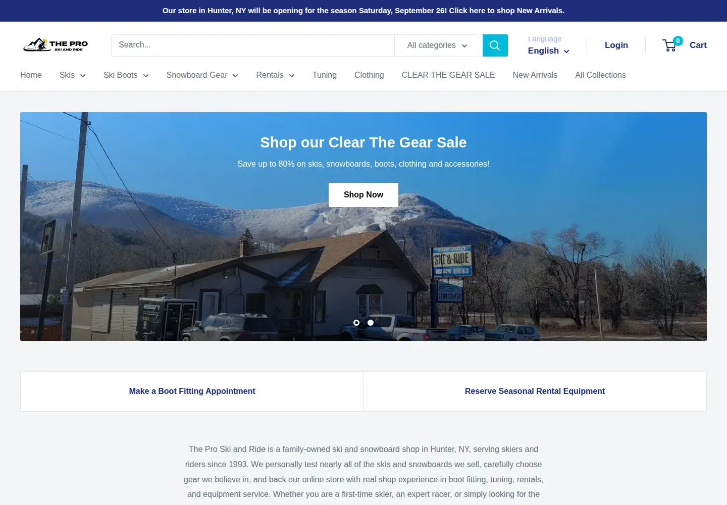 Screenshot of theproskiandride.com