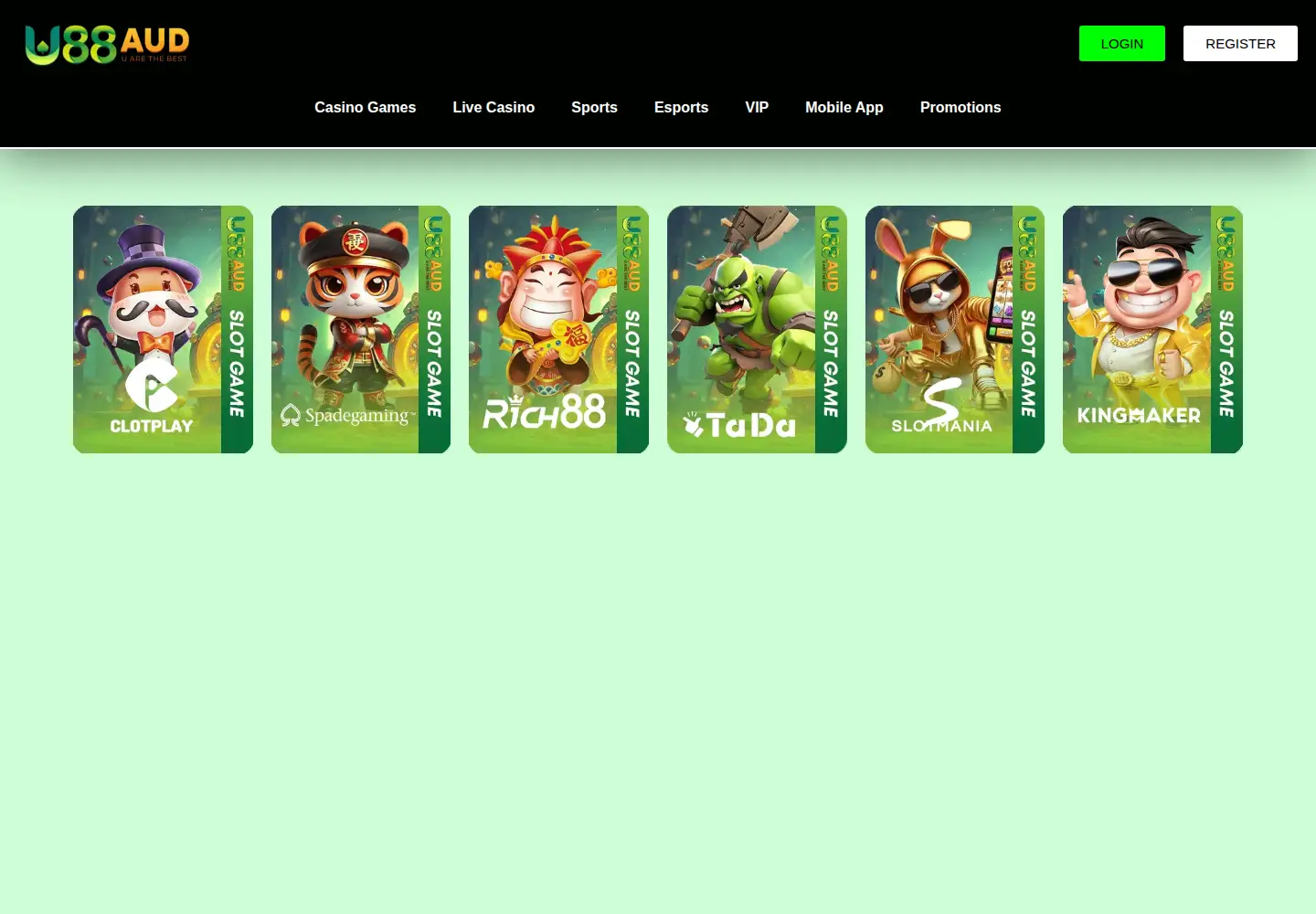 Captured homepage of u88australia.com in the current scan