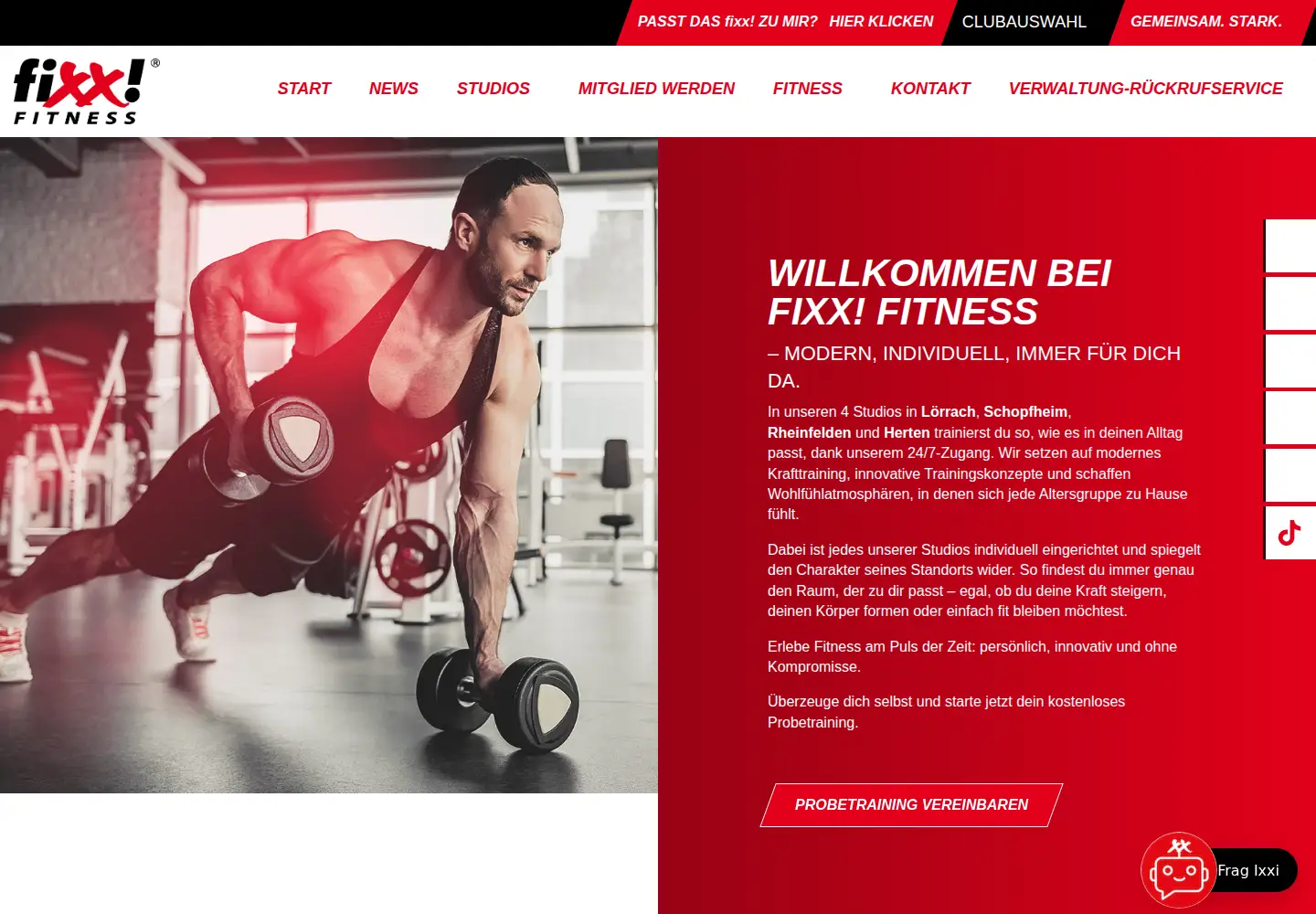 Captured homepage of fixx-fitness.de in the current scan