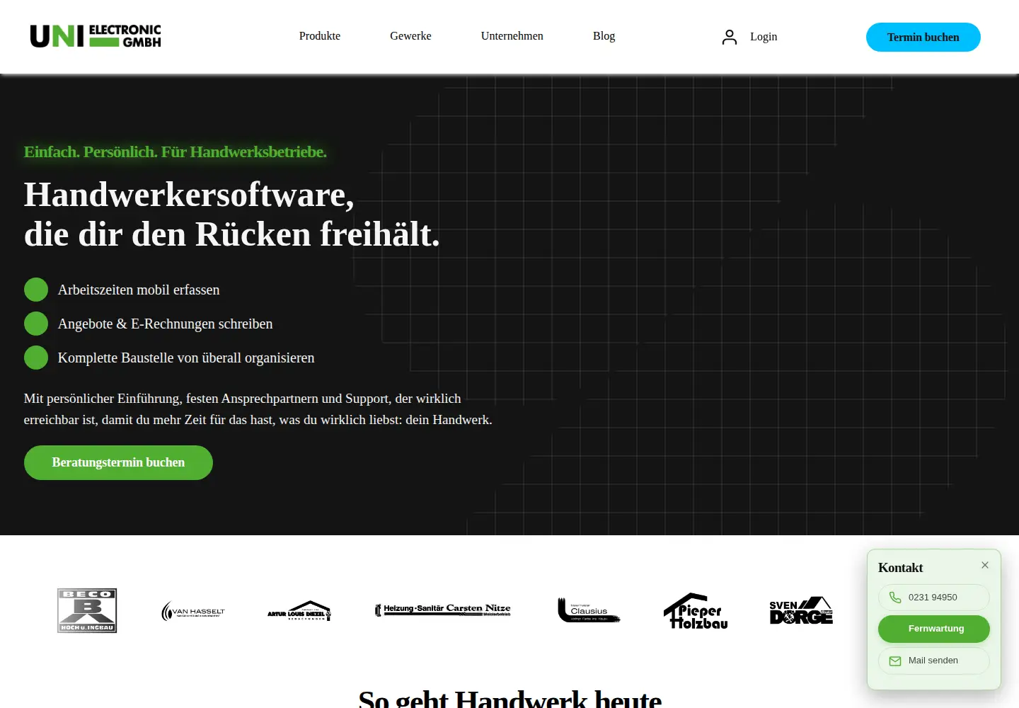 Captured homepage of uni-electronic.de in the current scan