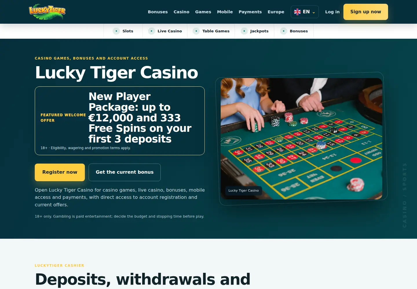 Screenshot of luckytiger-casino.eu