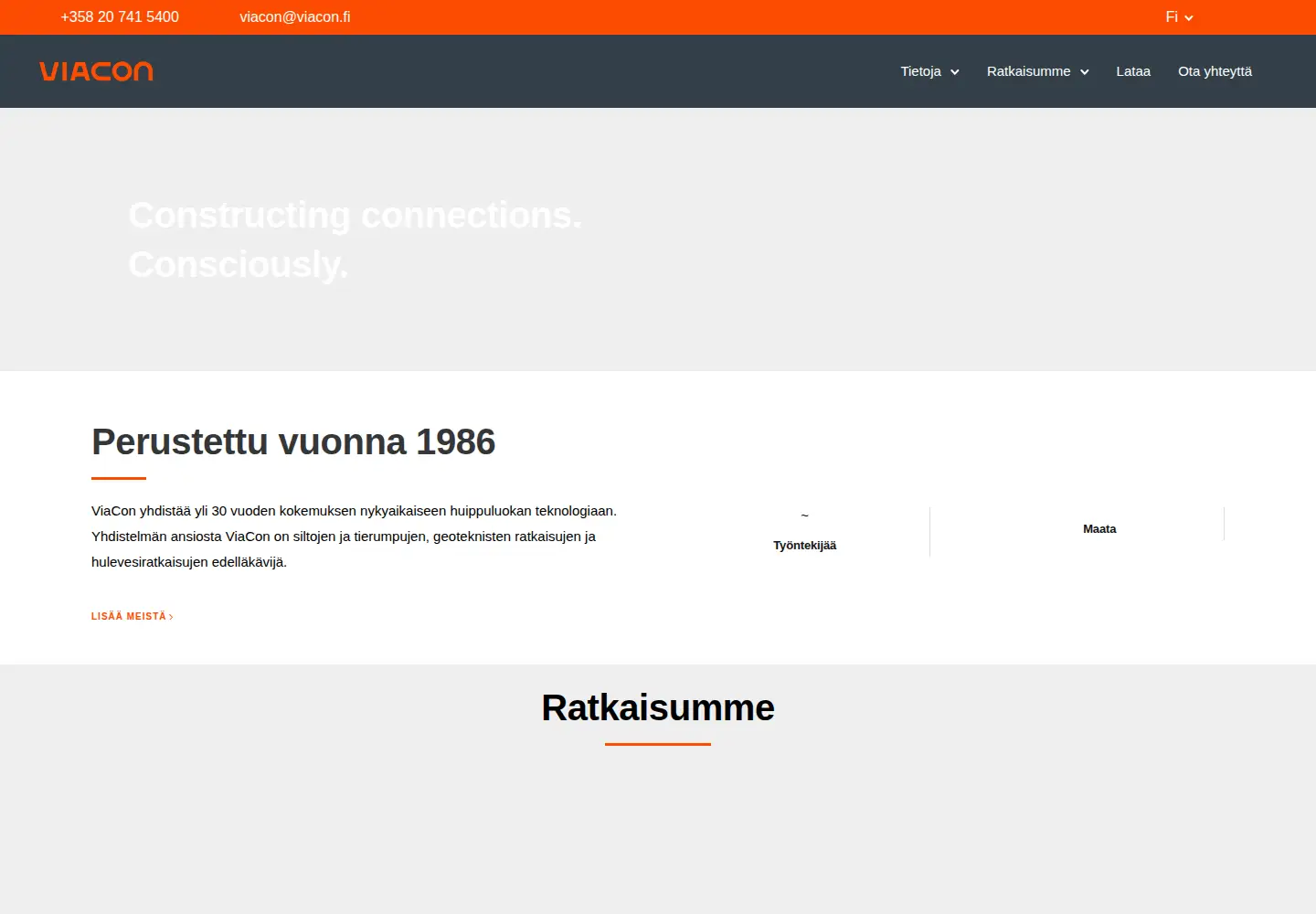 Captured homepage of viacon.fi in the current scan