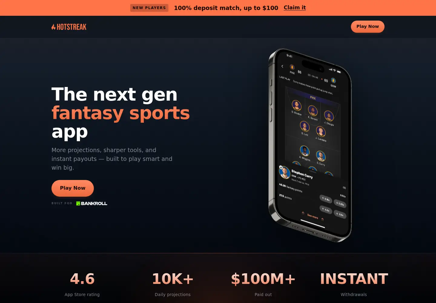 Captured homepage of hotstreak.gg in the current scan
