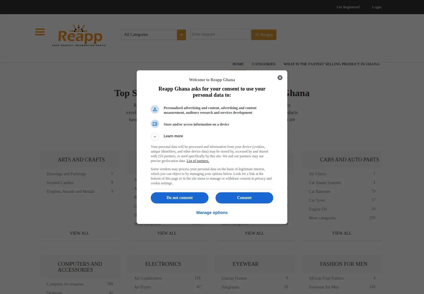 Screenshot of reapp.com.gh