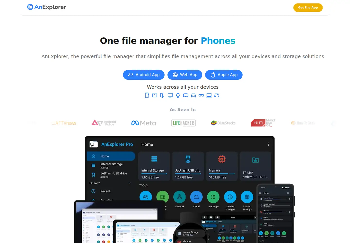 Captured homepage of anexplorer.io in the current scan