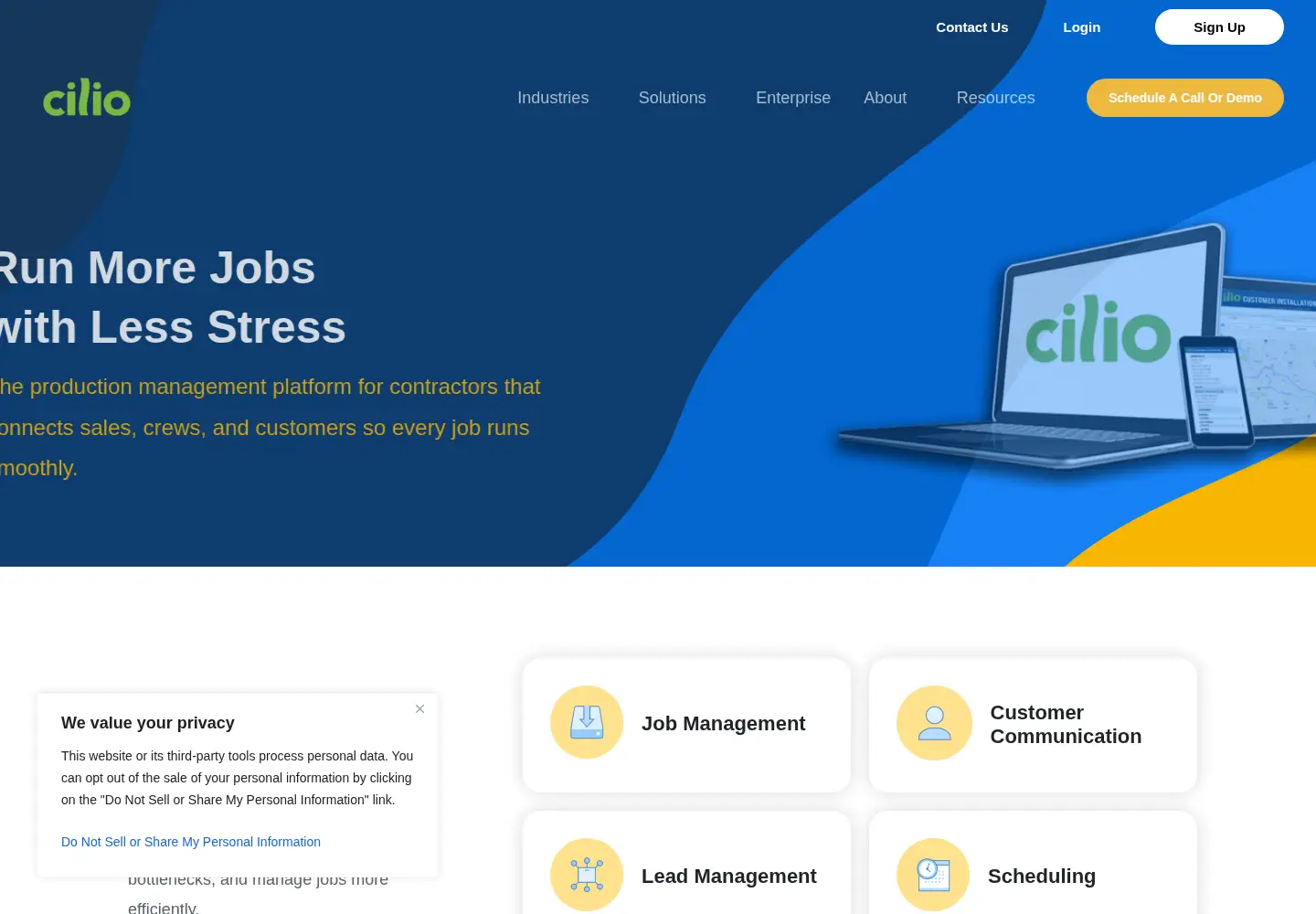 Captured homepage of cilio.io in the current scan