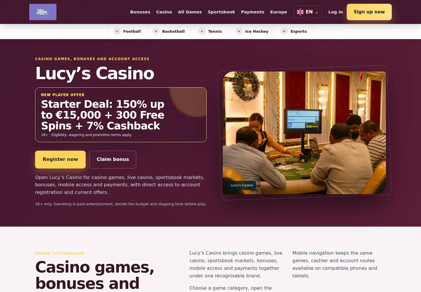 Screenshot of lucyscasino.eu