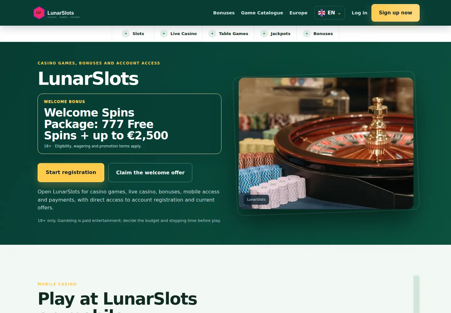 Screenshot of lunarslots.eu