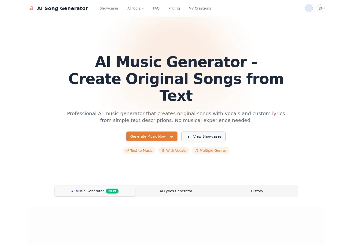 Screenshot of songgeneratorai.net