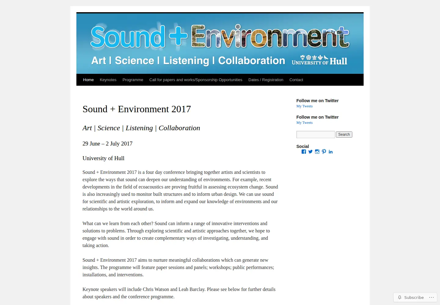 Captured homepage of soundenvironment.net in the current scan