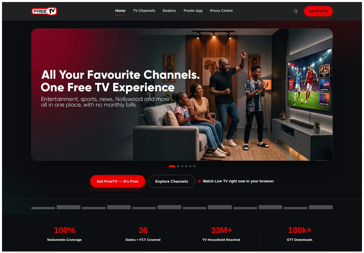 Screenshot of freetv.ng