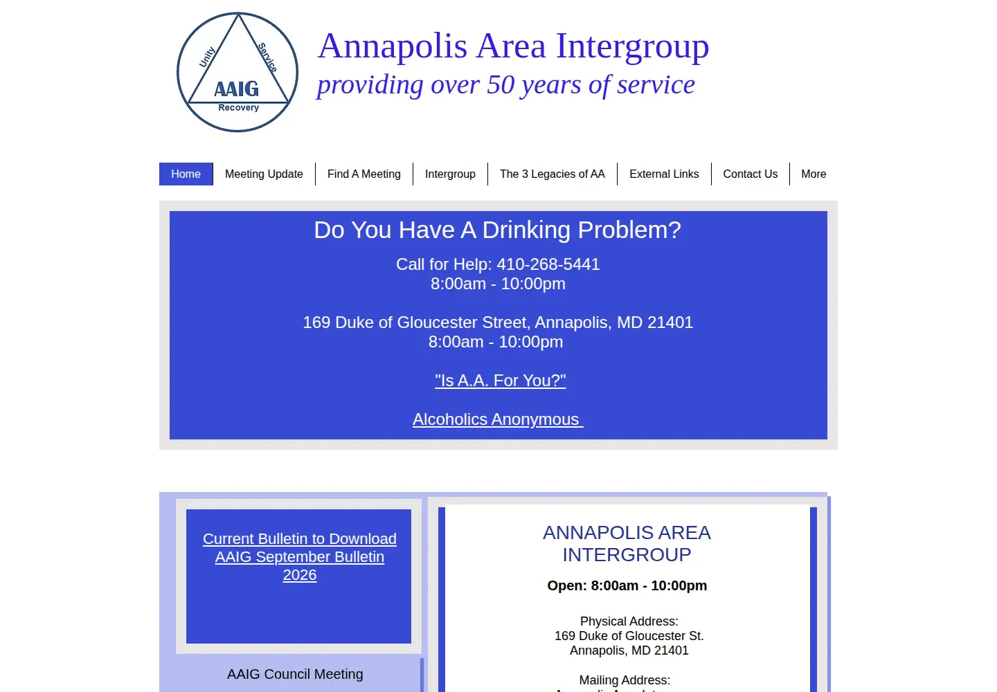 Screenshot of annapolisareaintergroup.org