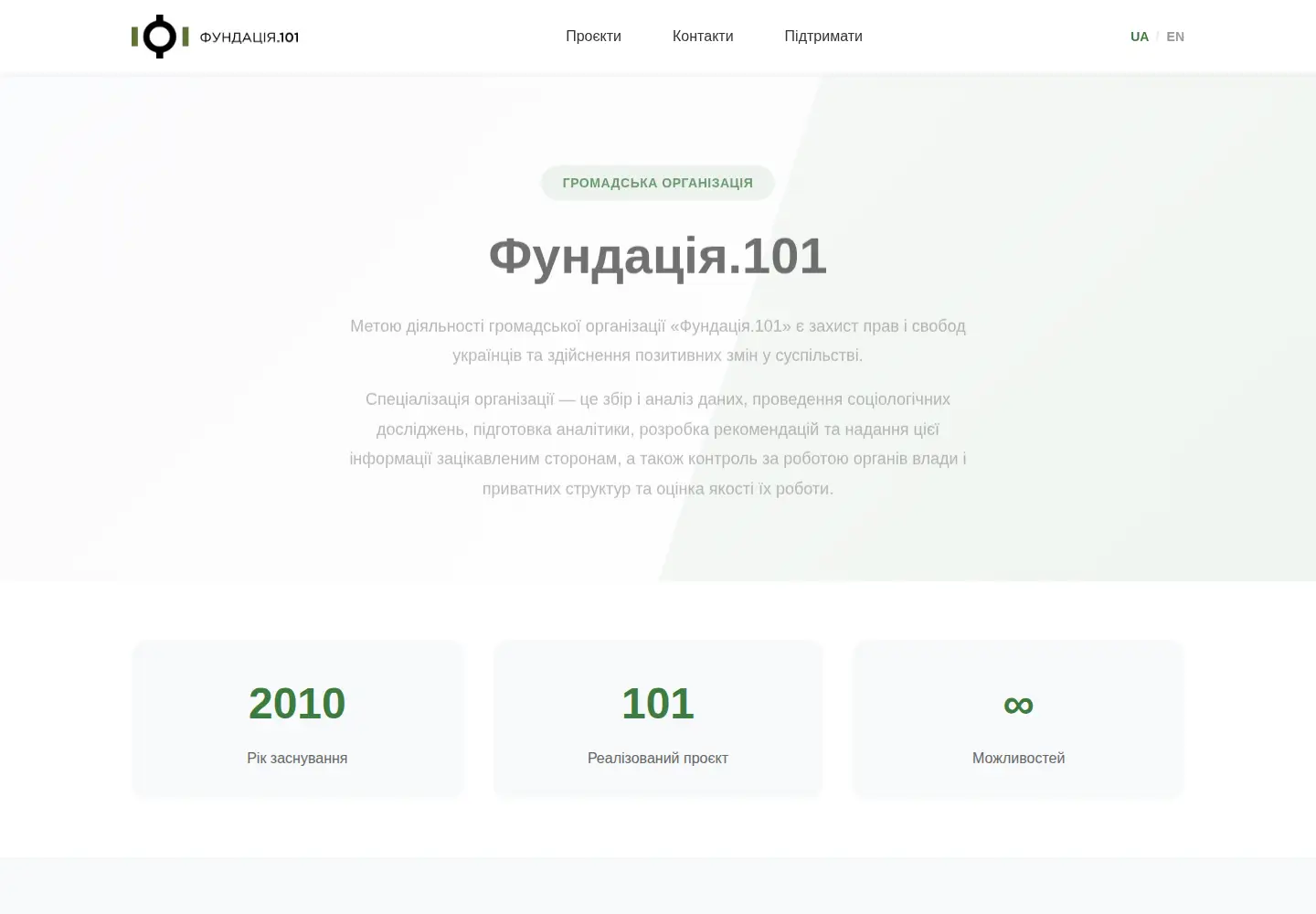 Captured homepage of foundation101.org in the current scan