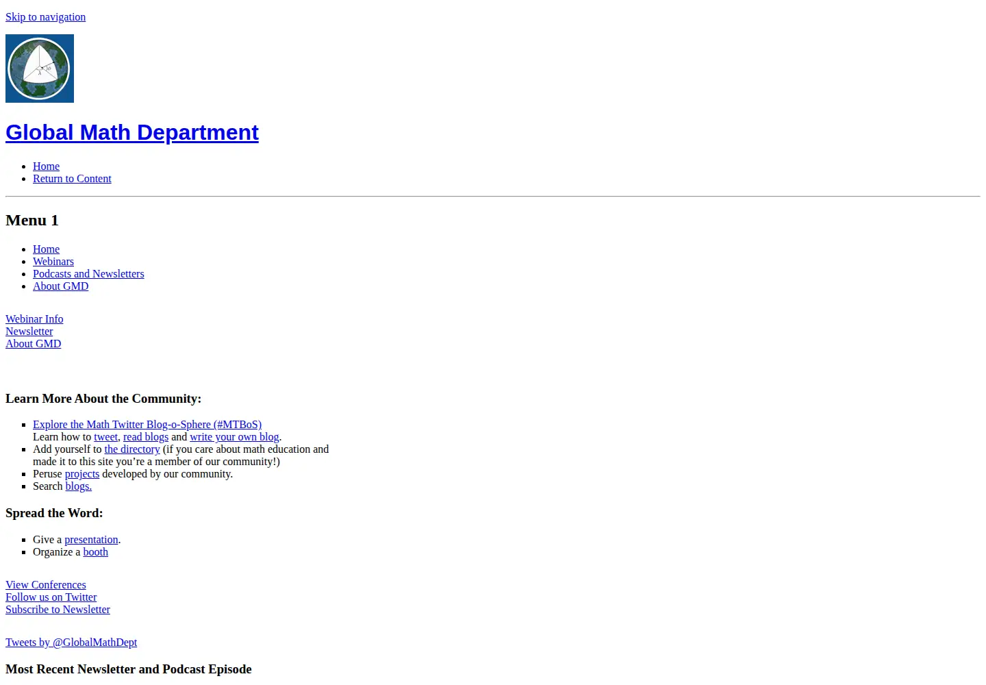 Screenshot of globalmathdepartment.org