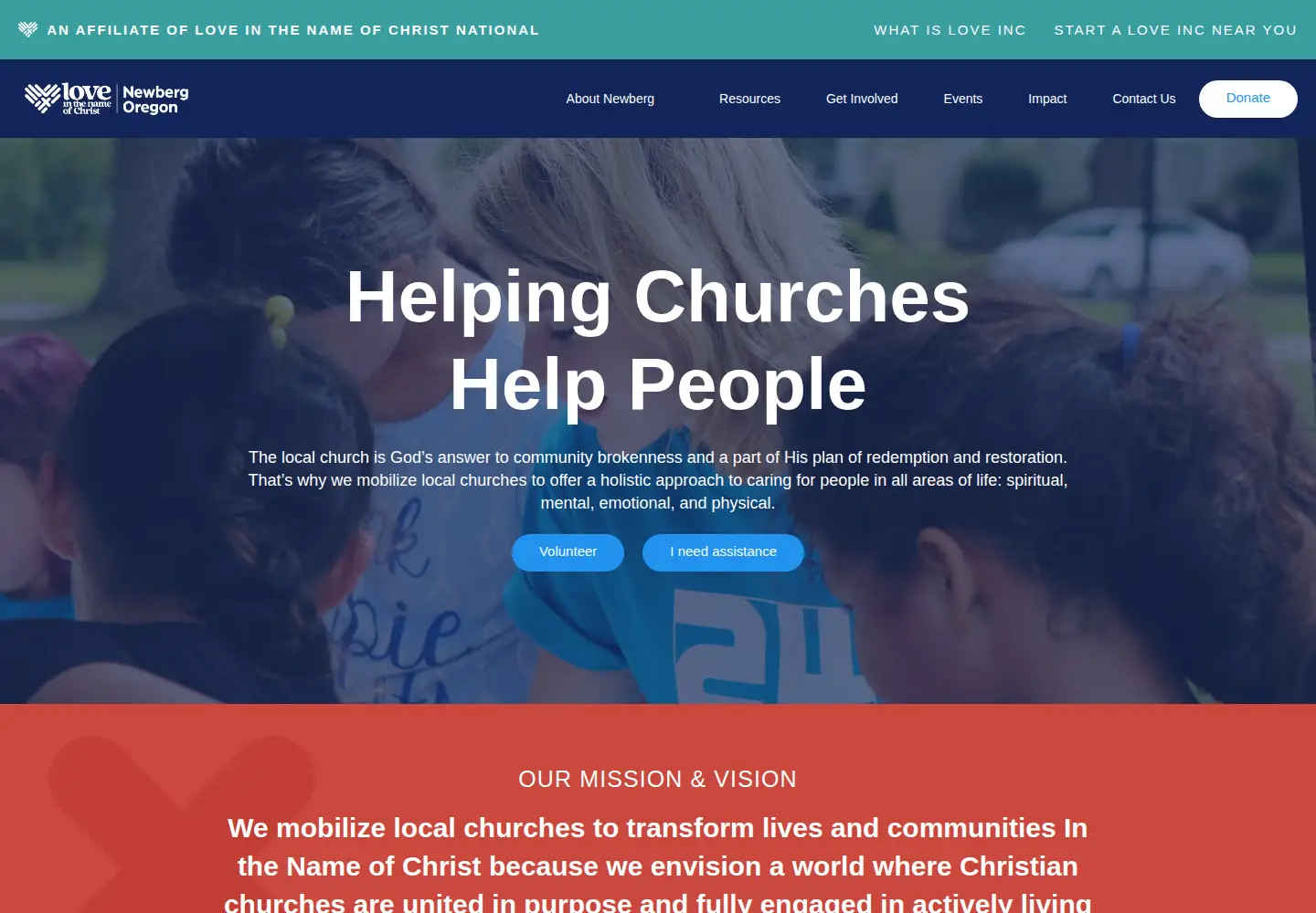 Screenshot of loveincnewberg.org