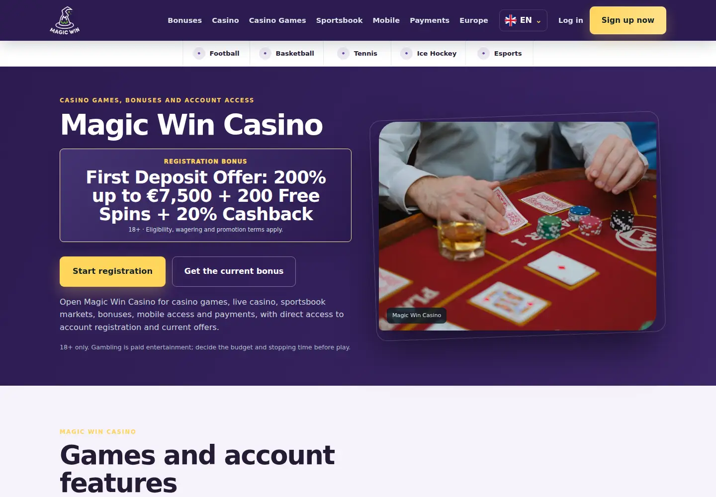 Screenshot of magicwin-casino.eu