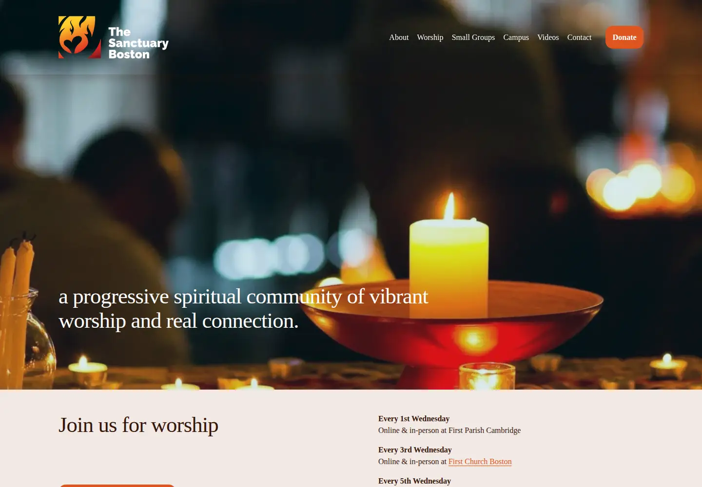 Captured homepage of thesanctuaryboston.org in the current scan
