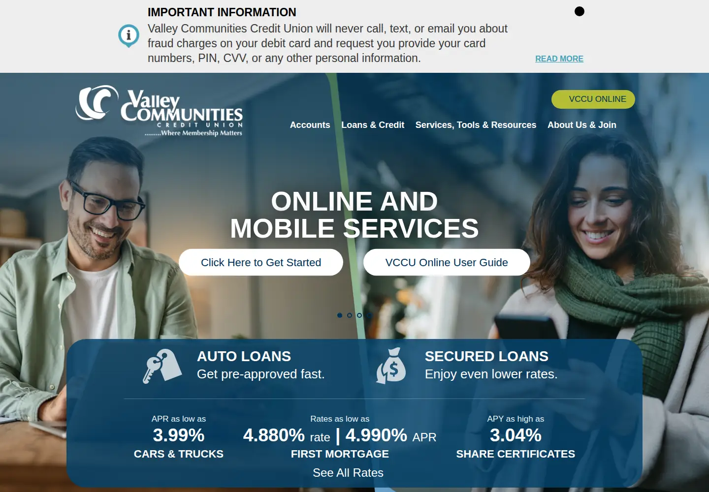 Screenshot of valleycommunities.org