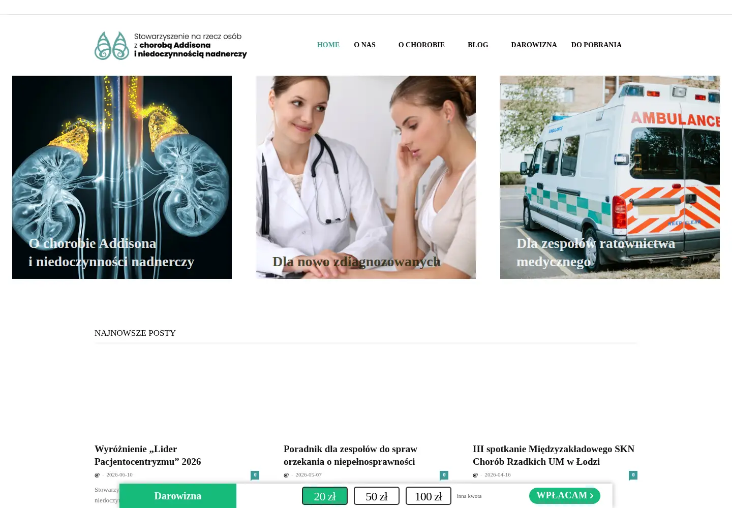 Screenshot of chorobaaddisona.org.pl