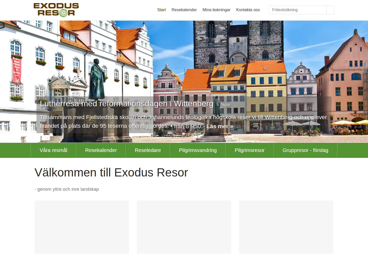 Screenshot of exodusresor.se