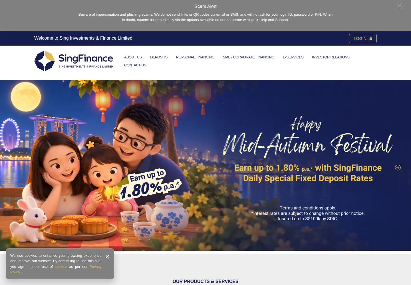 Screenshot of singfinance.com.sg
