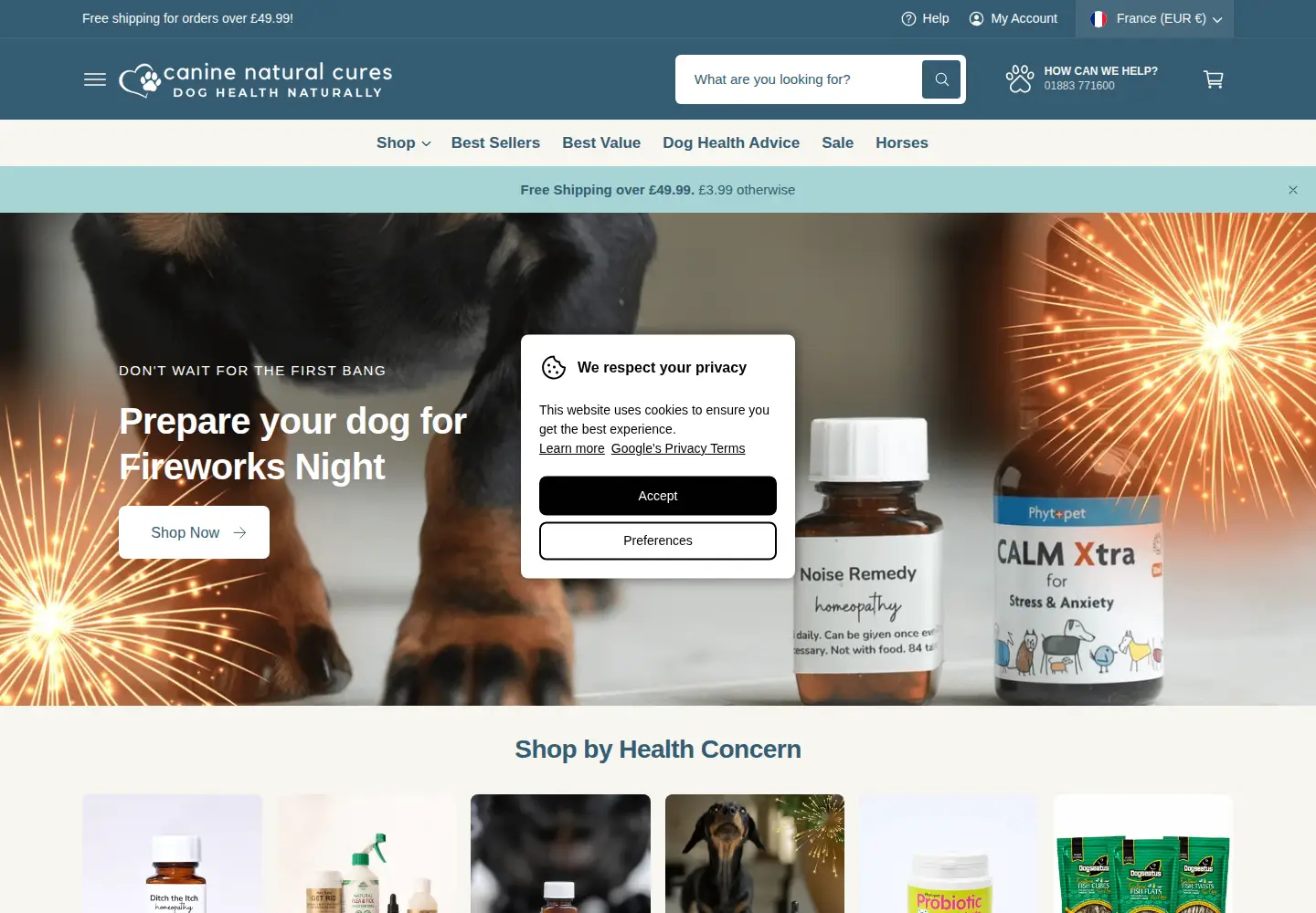Captured homepage of caninenaturalcures.co.uk in the current scan