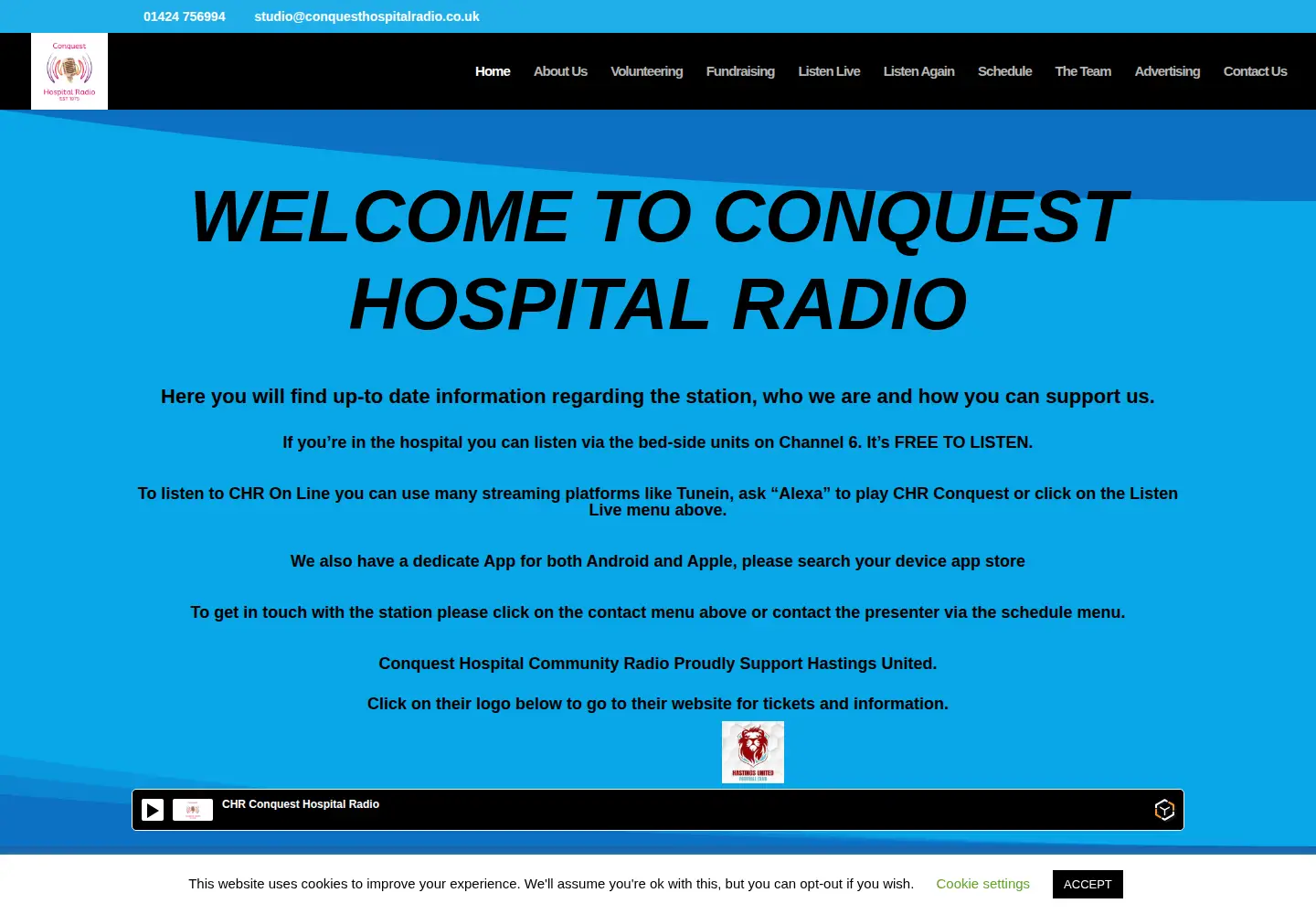 Screenshot of conquesthospitalradio.co.uk
