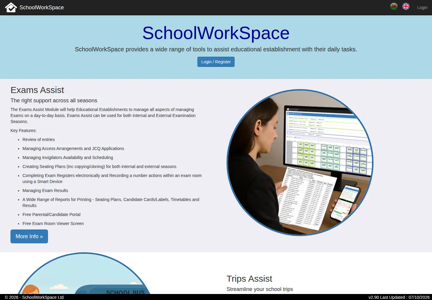 Screenshot of schoolworkspace.co.uk