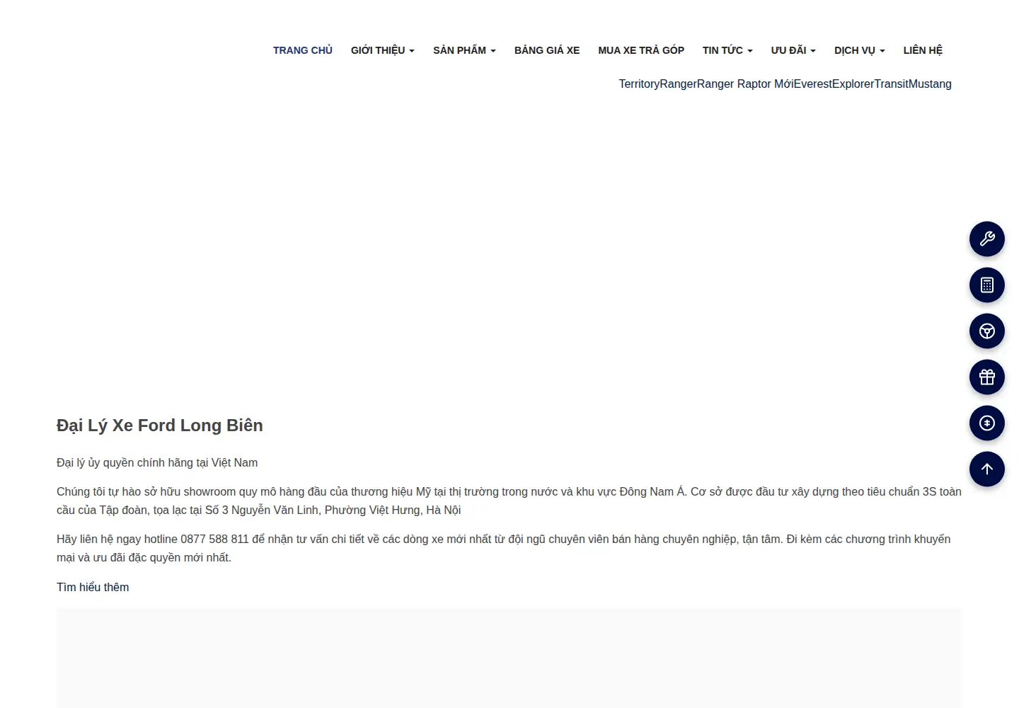 Captured homepage of longbien-ford.vn in the current scan