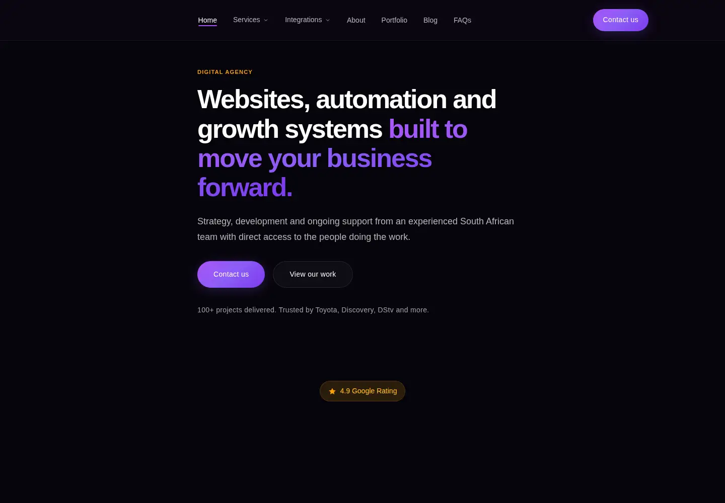 Captured homepage of webfootprint.co.za in the current scan
