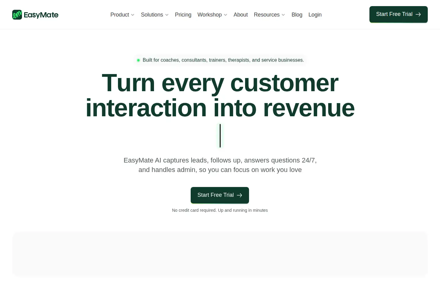 Captured homepage of easymate.ai in the current scan
