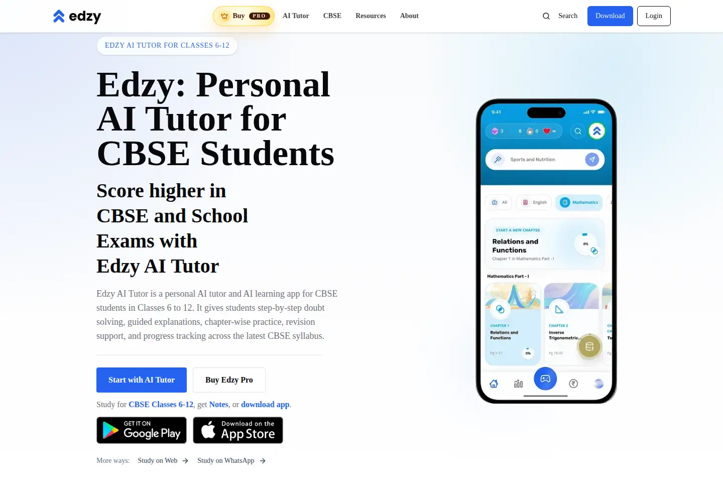 Screenshot of edzy.ai