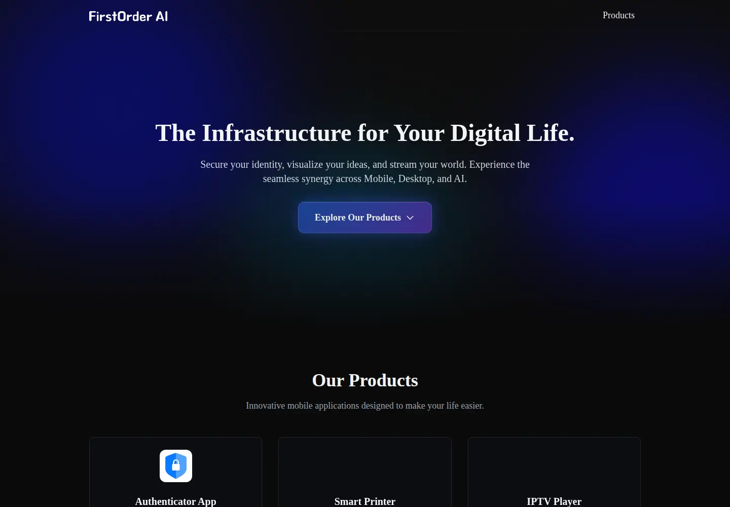Captured homepage of firstorder.ai in the current scan