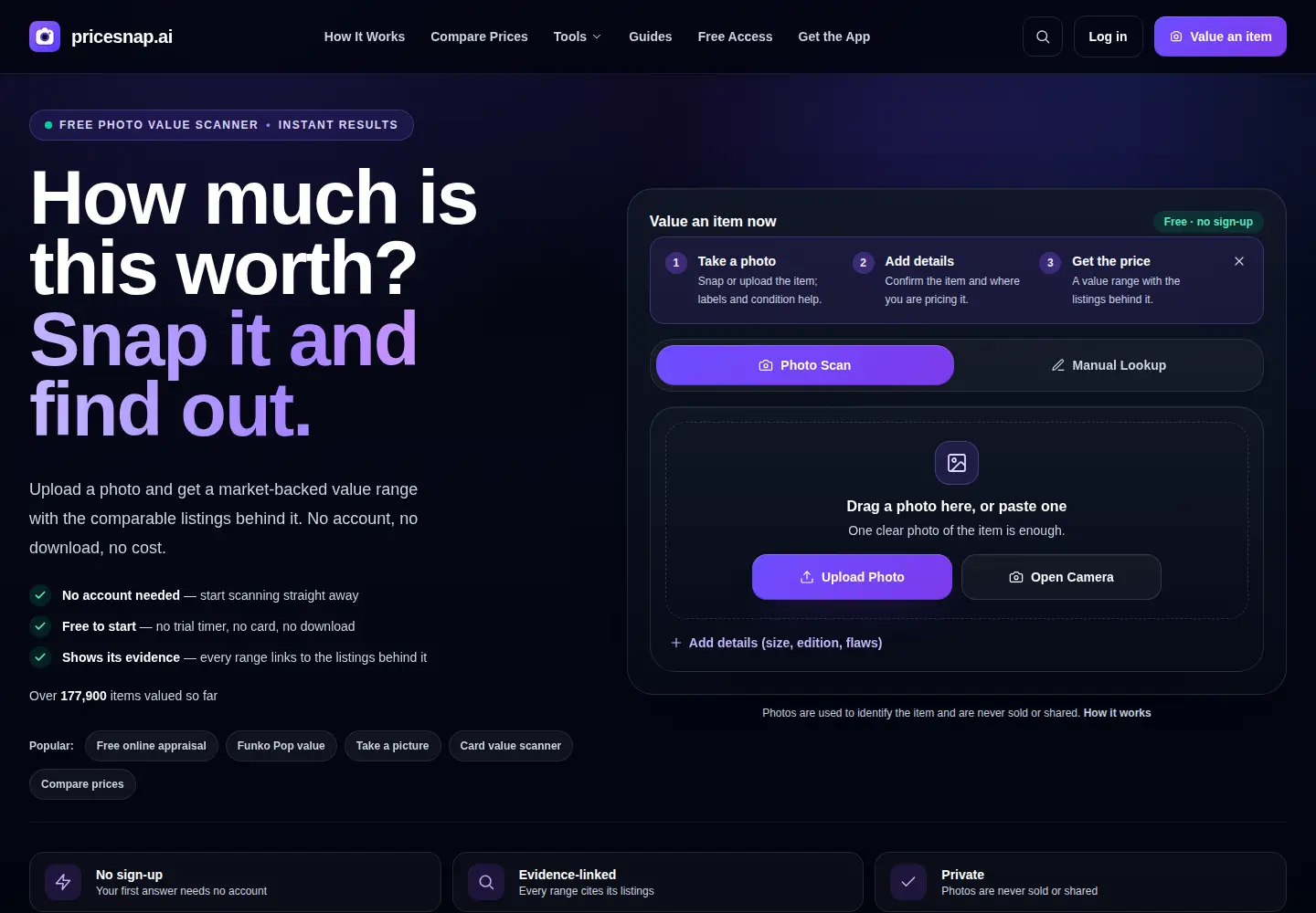 Screenshot of pricesnap.ai