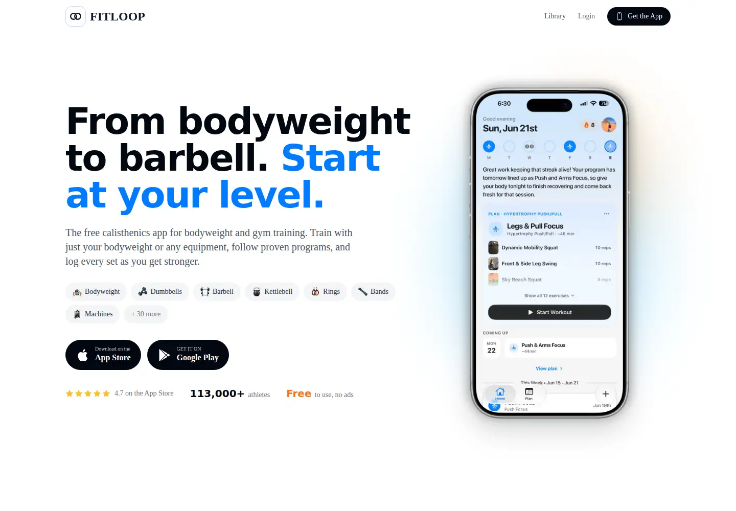 Captured homepage of fitloop.app in the current scan