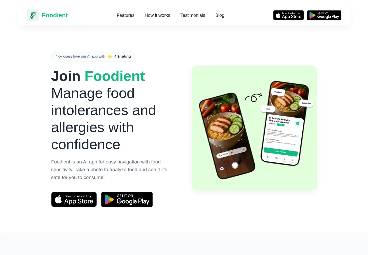 Screenshot of foodient.app