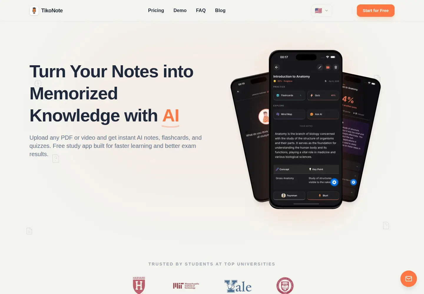 Captured homepage of tikonote.app in the current scan