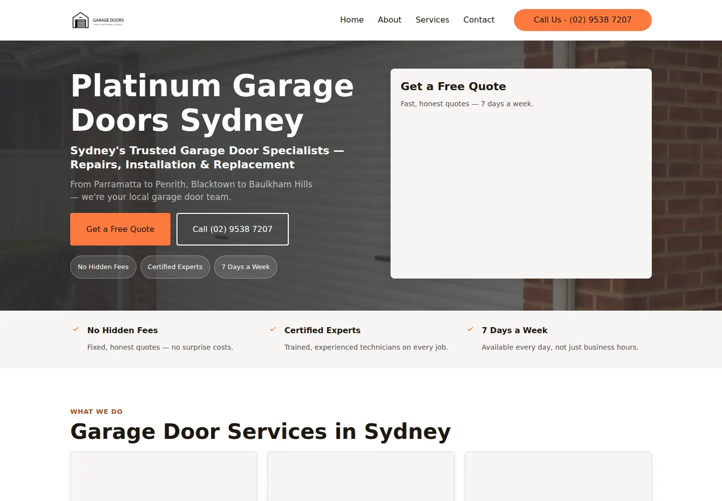 Screenshot of garagedoorsproswesternsydney.com.au