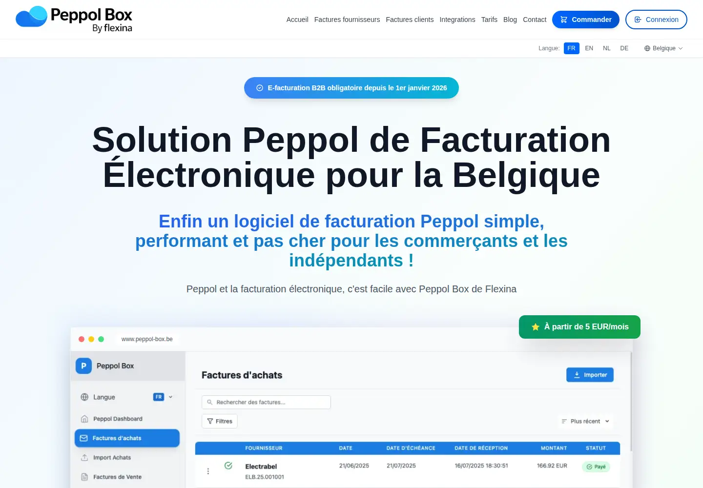 Screenshot of peppol-box.be
