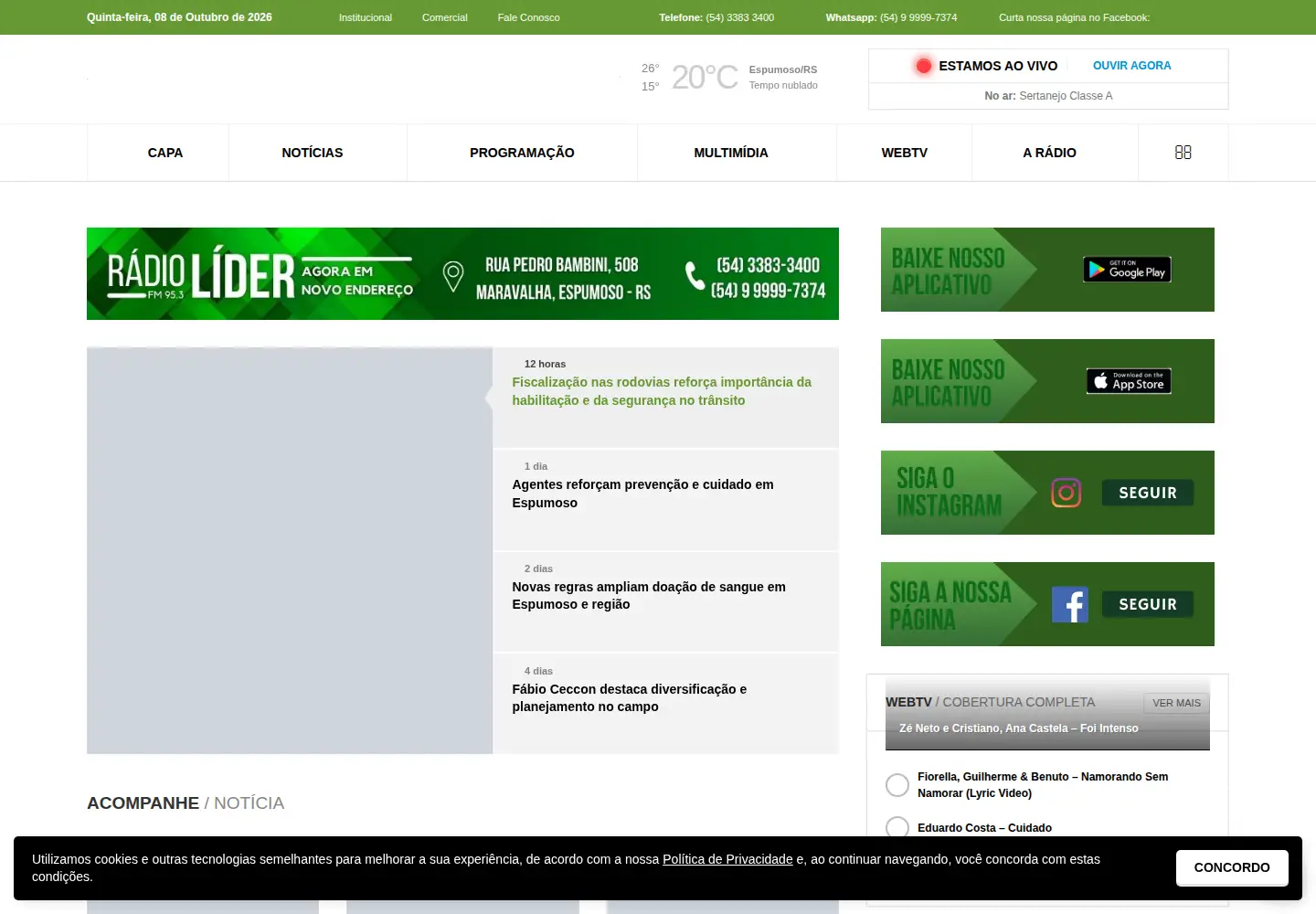 Captured homepage of rdlider.com.br in the current scan