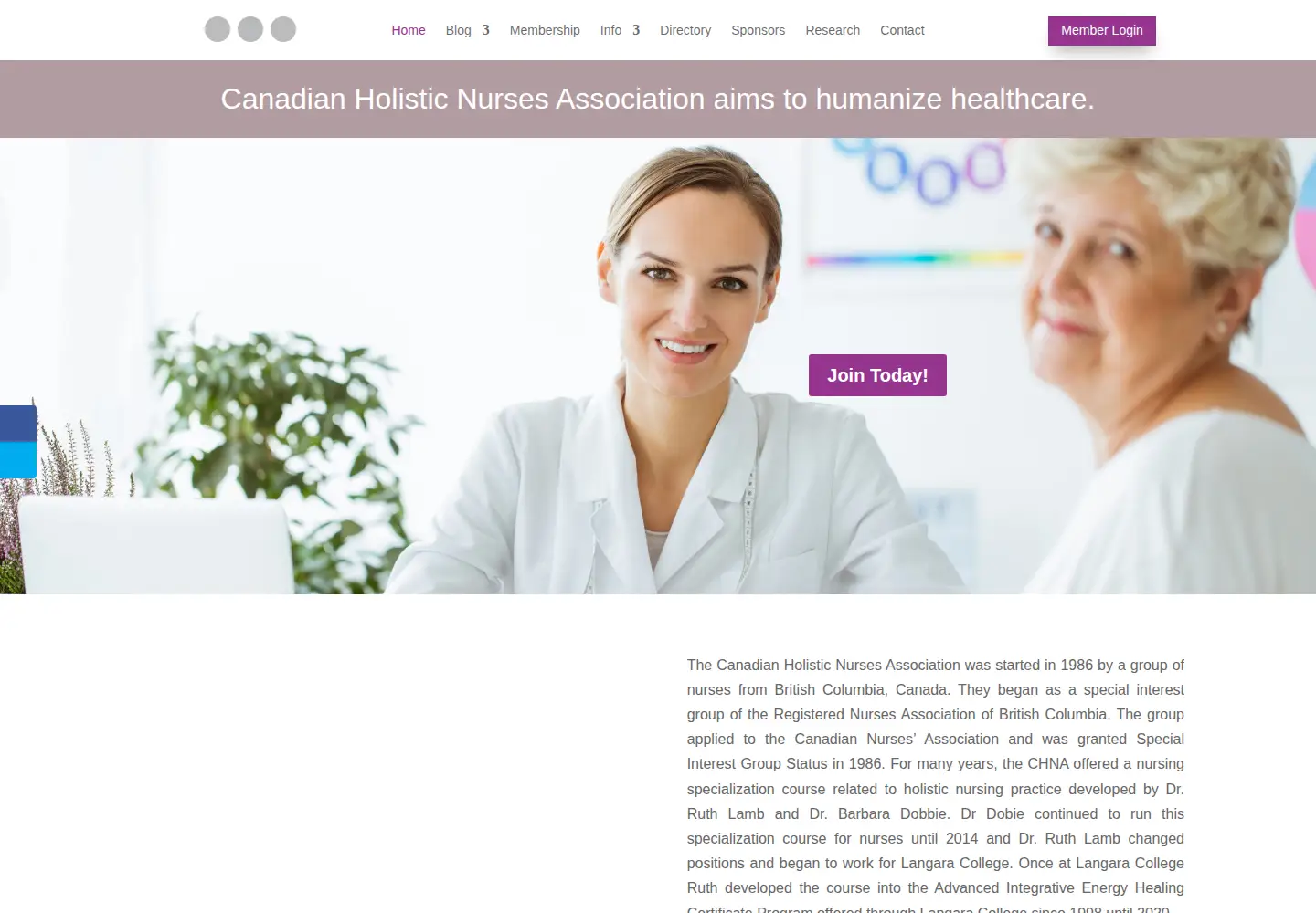 Captured homepage of chna.ca in the current scan